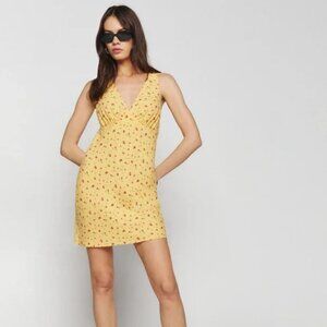 Reformation Calix Yellow Floral Mini Dress